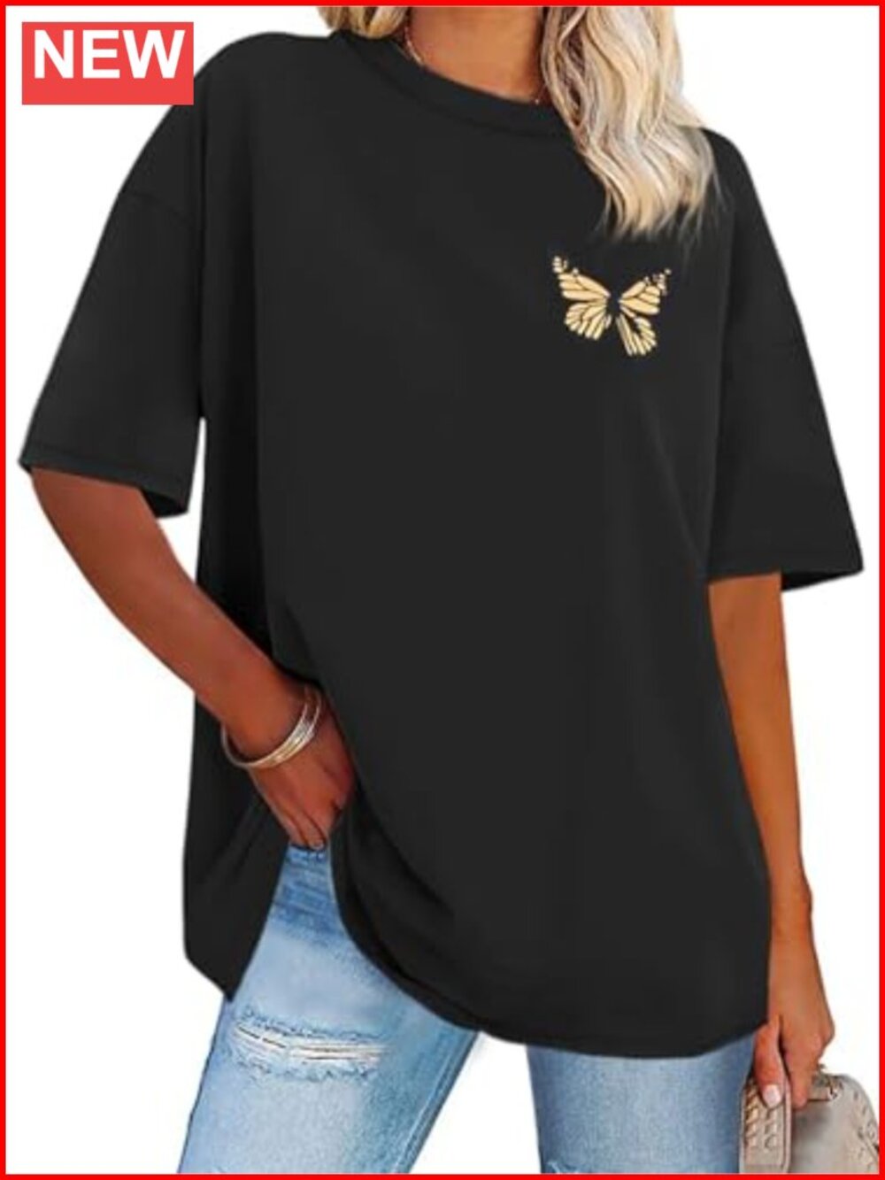Womens Oversized Crew Neck Graphic Tee Short Sleeve Summer Loose Fit